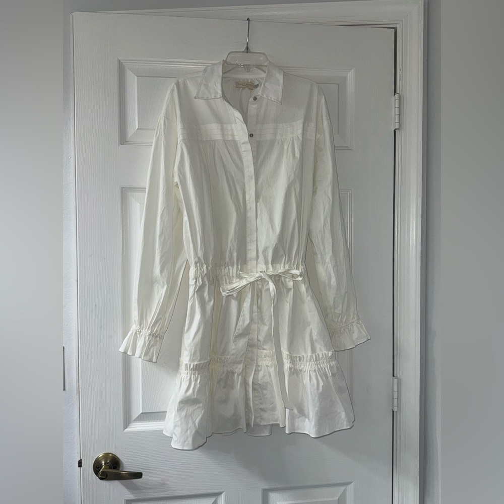 Ramy Brook 'Josephine' White Cotton Tiered Mini Shirt Dress! - Picture 4 of 8